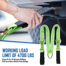 V-Bridle Strap 2"x4' w/Snap Hooks w/ Cordura Sleeve & Axle Straps Recovery Tow