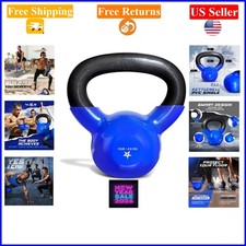 10lb Vinyl Coated Cast Iron Kettlebell for Home Gym, Strength  Fitness