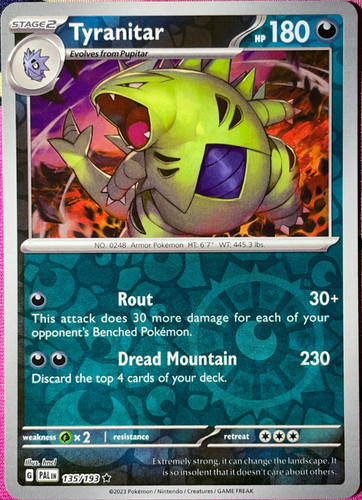 Tyranitar Reverse Holo Rare - 135/193 - Paldea Evolved Pokemon 2023