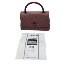 Chanel Quilted Caviar Leather Snake Skin Handle Purse Mauve Pink