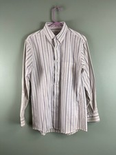 Vintage Arrow Dover White  Blue Striped Button-Up Long-Sleeve Shirt Size 15 1/2