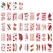 265 PCS Fake Scars Temporary Tattoos, Horror Realistic Wound Stitch
