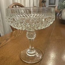 Vintage Indiana Glass Diamond Point Pedestal Compote Candy Dish 7.5