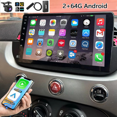 DAB+KAM Für Fiat 500 2007-2015 64GB Android 15 Autoradio Apple CarPlay GPS Navi