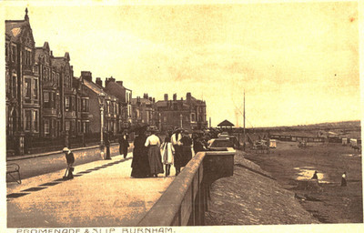 Burnham-on-Sea Promenade und Slip Somerset Sozialgeschichte 1910 Postkarte