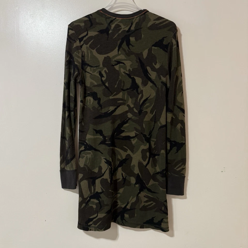 Womens Polo Ralph Lauren Camo Henley Shirtdress Long Sleeves Mini Shift XL Khaki - Image 2 of 4