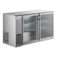 60" Stainless Steel Underbar Height Narrow Glass Door Back Bar Refrigerator with