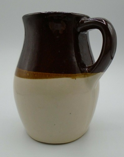 Brocca brocca ceramica Roseville vintage 6 pollici marrone beige - Foto 2 di 9
