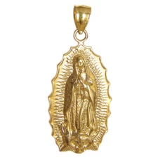 New 14k Yellow Gold Our Lady of Guadalupe Pendant