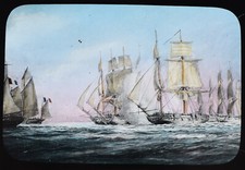 ROYAL NAVY ENGAGEMENTS ROSARIO WITH FRENCH FLOTILLA Magic Lantern Slide C1890