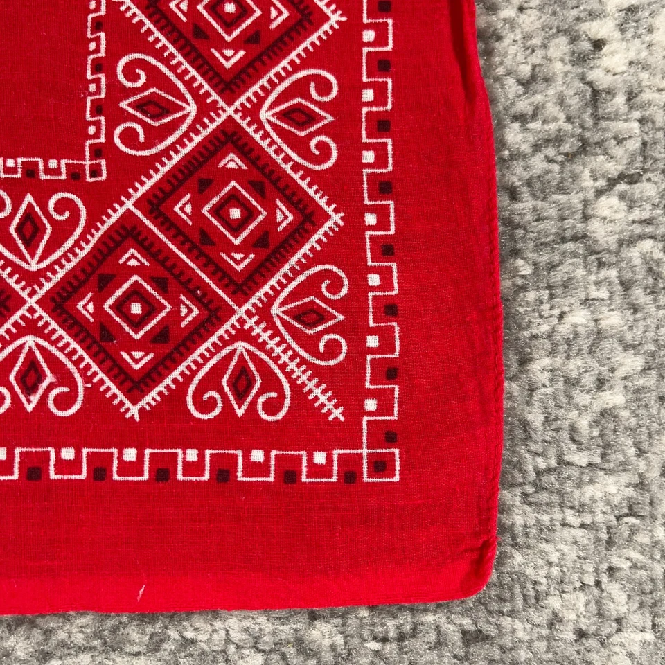 Vintage Fast Color Bandana Red Elephant Trunk Up 60s 70s Selvedge Cowboy Western - Image 3 of 4