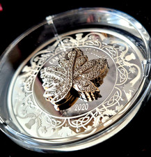 2020 Canadian Maple Leaf Brooch Legacy 2 Oz 99.99% Pure Silver Coin &Pendant Set