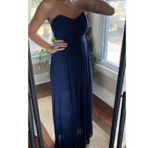 ASOS Wedding Guest/Bridesmaid Strapless Maxi Dress - Navy, Small
