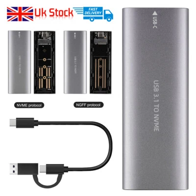M.2 NGFF NVME SSD SATA to USB 3.1 Type-C Enclosure Case Converter Adapter UASP