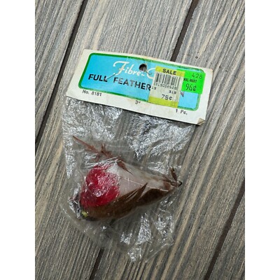 Vintage Fibre-Craft Full Feather Cardinal Bird Ornament - 3''