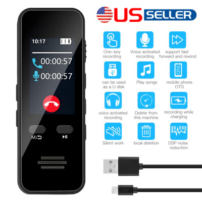 Bluetooth Voice Activated Digital Audio Recorder MP3 Player w/ Noise Cancelling~