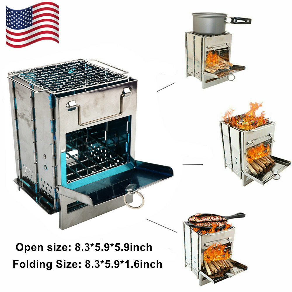The Friendly Swede Folding Camping Stove With Paracord Bag Fire