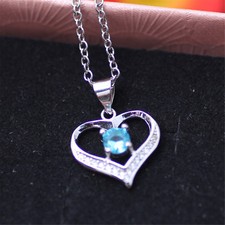 925 Sterling Silver Plated Crystal Pendant Necklace Wedding Party Gift P012