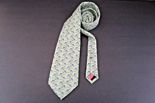 Vineyard Vines Green Blue Fish Fishing Rod Neck Tie Shep  Ian 100 Silk 60"
