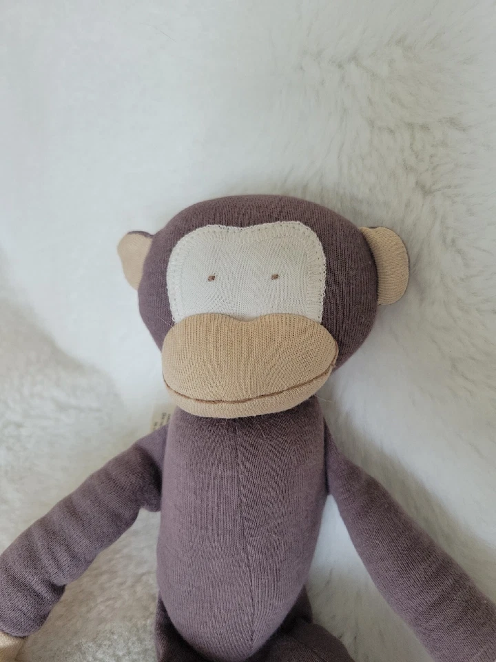 "Juguete para bebé Under the Nile mono raspado Egipto algodón orgánico peluche marrón 10""" Foto 2 de 4