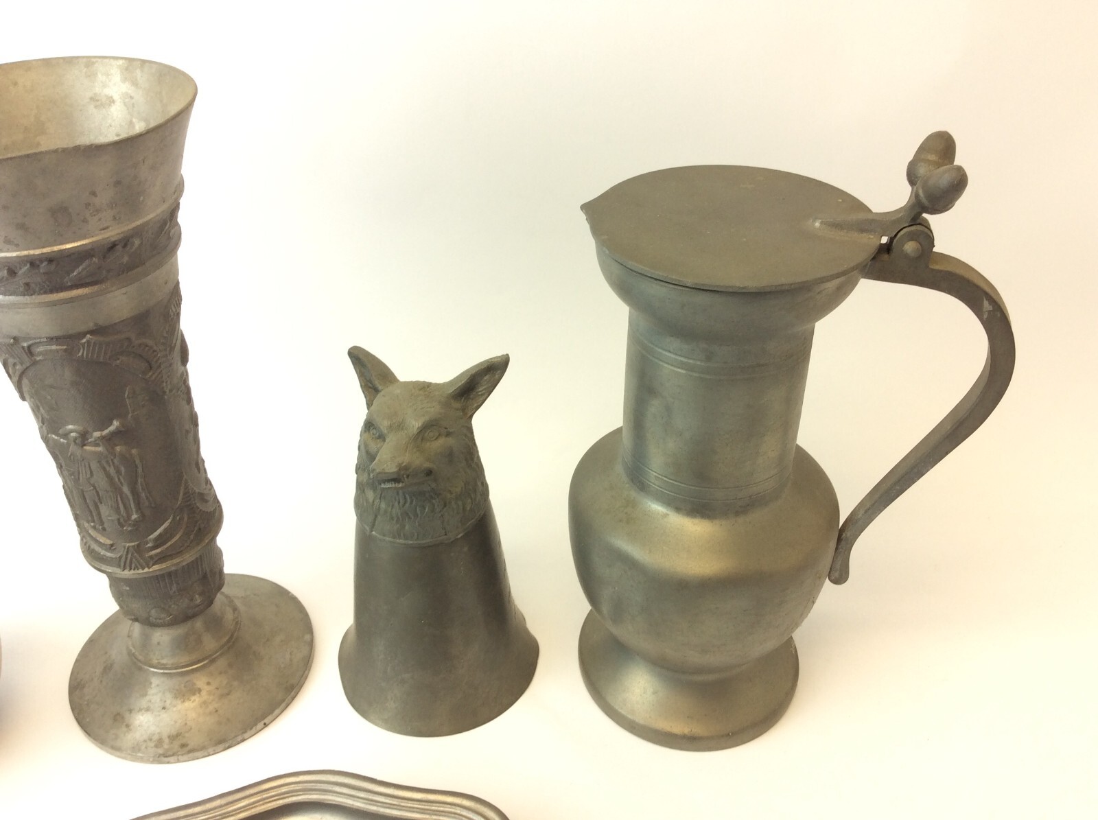 Pewter Hoka Fine Zin Pewter Jefferson Stieff Reproduction Wolf Cups Plate Gesch