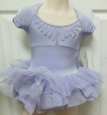 Mirella Cap Sleeve Ballet Dance Dress Rhinestone trim attached tutu Girls szs
