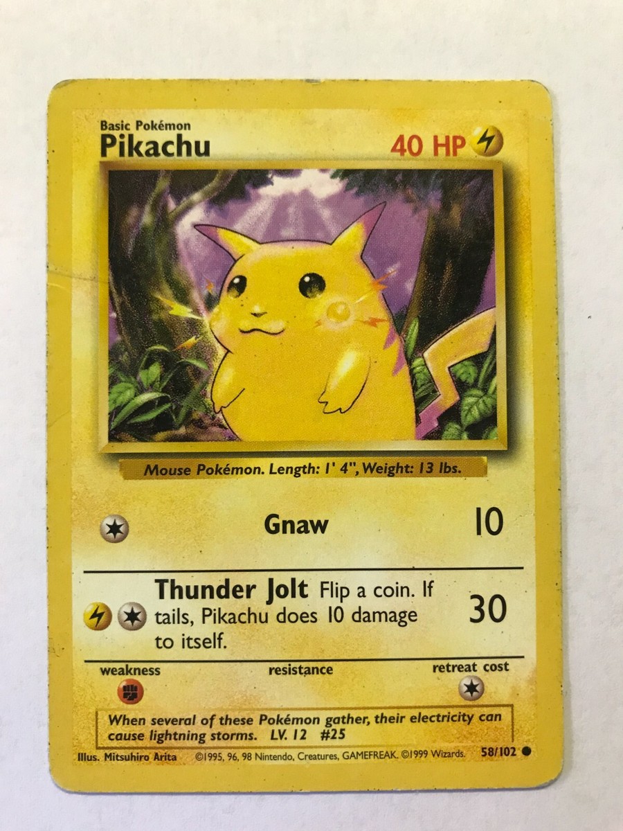 1995 Pikachu Basic Card 58/102 Rare | eBay