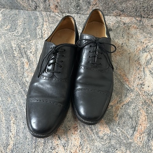 Oxford Cole Haan Cambridge punta de gorra cuero negro para hombre Brogue talla 10 - Imagen 2 de 9