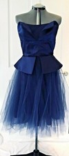 Nha Bhanh Navy Blue Cocktail Prom Wedding Strapless Dress Tulle US 14 NWT