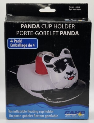 Panda Bear Inflatable Pool Float Cup Holder, 4-pack New In Box