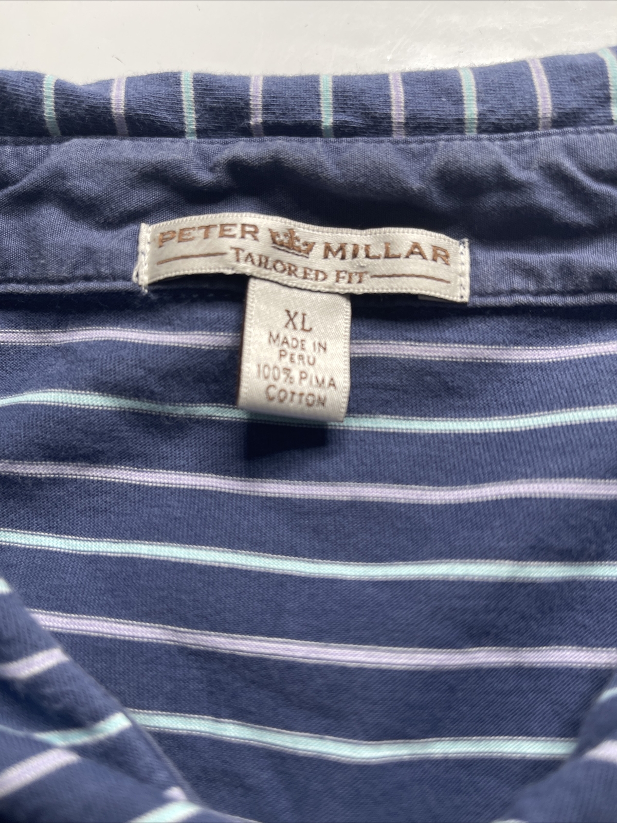 Peter Millar striped crown 3 button golf polo shi… - image 6