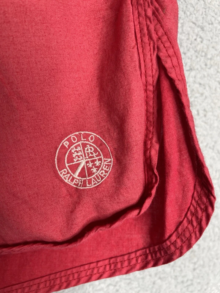 VTG 90's Polo Ralph Lauren Run Swim Shorts 3" Mens L Red PRL Club - Image 4 of 4