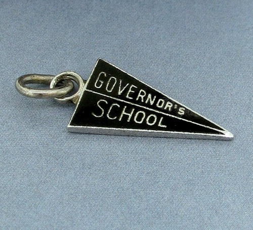 Vintage Sterling Silver Governor`s School Black Enamel Charm