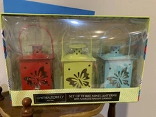Cynthia Rowley Mini Lanterns Flameless Tealights Set Of 3 NIB