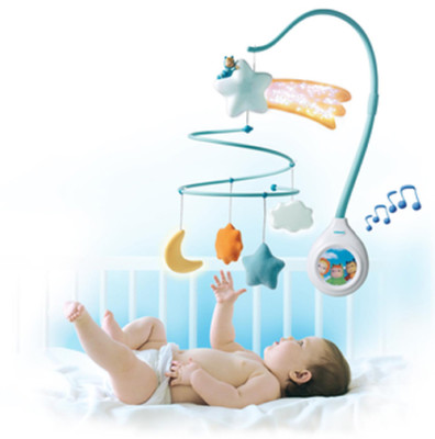  NEW IN BOX Smoby Cotoons Blue Musical Mobile for Children / Infants - Star Moon