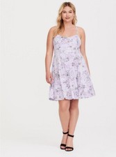 NEW Torrid Size 2X Lavender Floral Jersey Knit Skater Dress