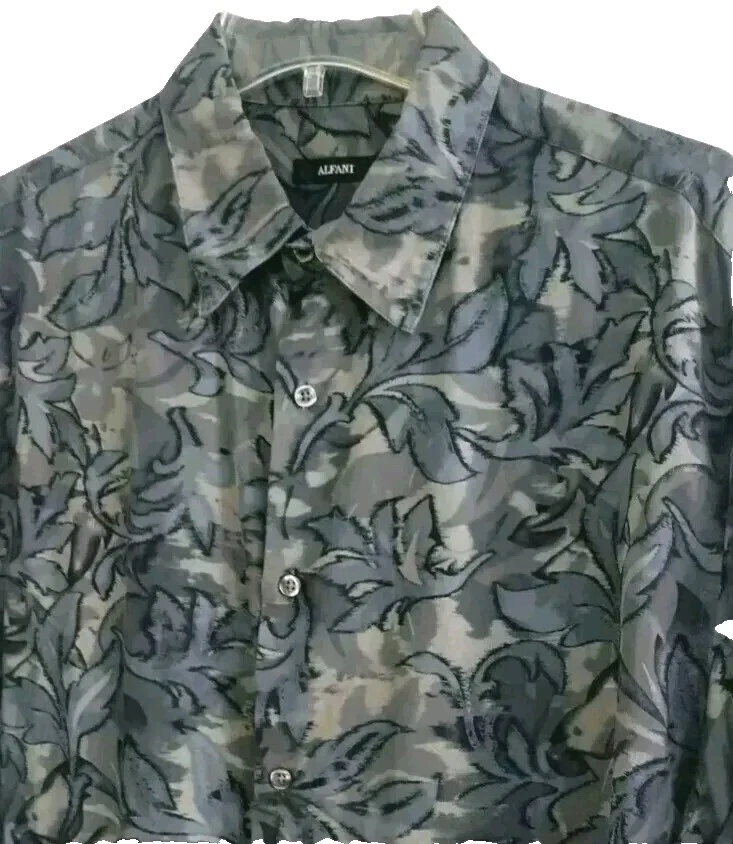 Мужские повседневные шелковые гавайские рубашки Alfani на пуговицах
