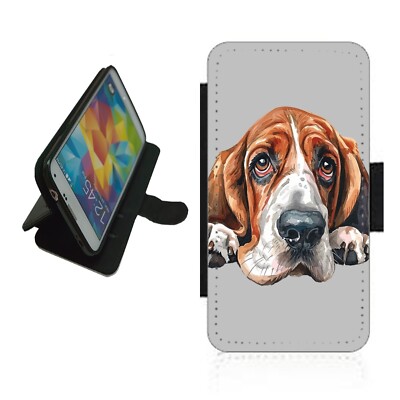 Basset Hound Handyhülle Wallet Flip Cover für iPhone Samsung Pixel BAS1