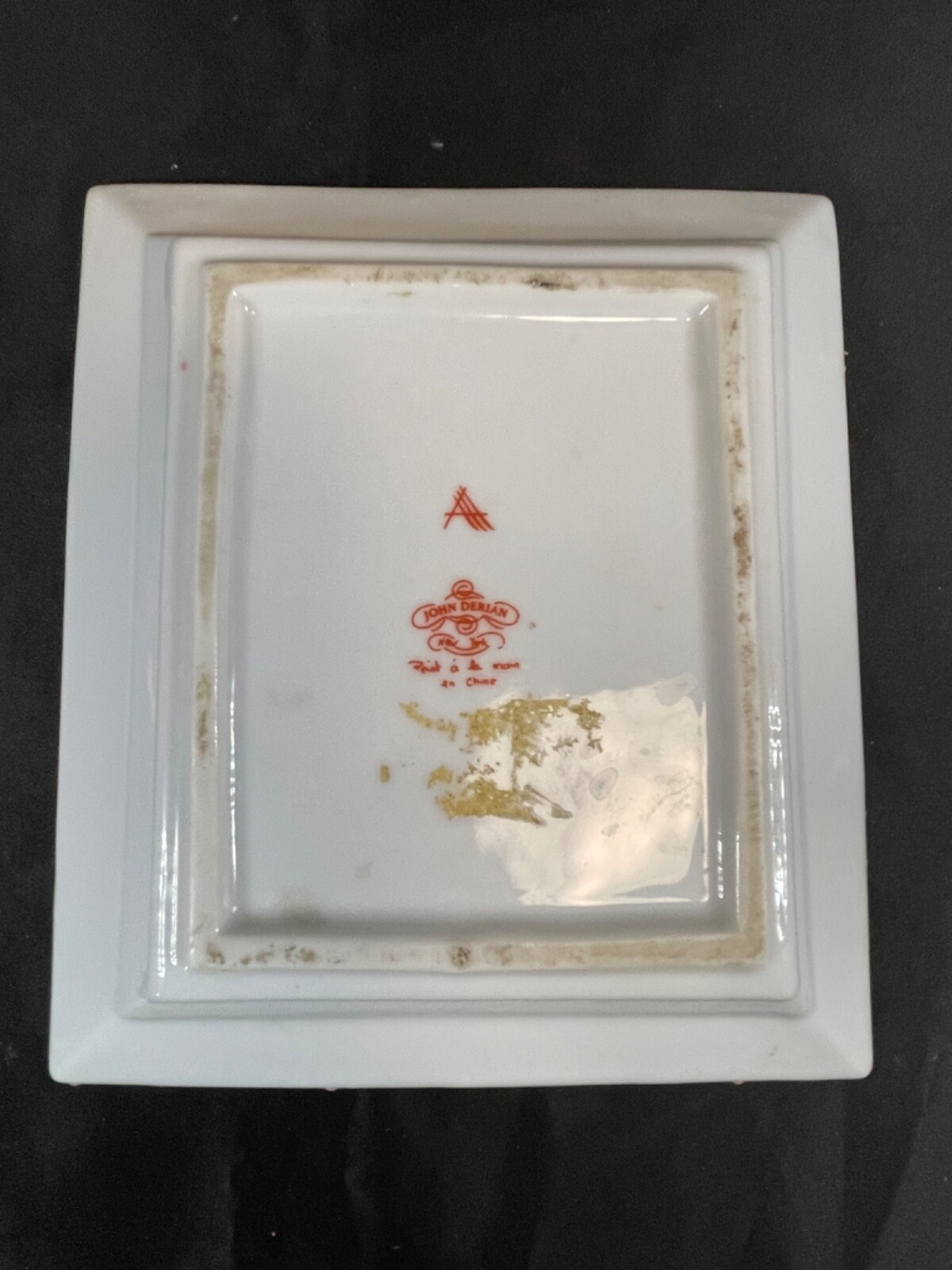 Vintage John Derian Company - Retangle Collector Plate - Bird Pink Dots 5511