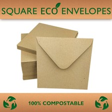Square Recycled Kraft Brown Fleck Envelope 110gsm Craft Cards Wedding 155x155mm