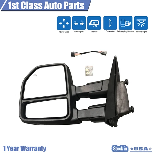 Left Power Heated Black Towing Mirror + LED Signal Lamp Fits 2015-18 Ford F-150