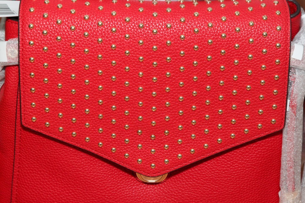 bristol medium leather backpack Michael Kors Bristol Medium Studded Leather Backpack Bright Red for sale  online
