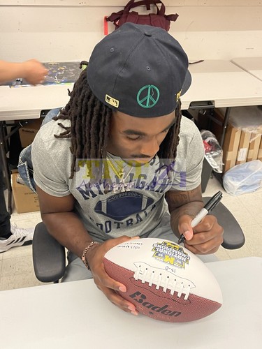 Makari Paige Signed Inscribed Michigan Wolverines National Champs Football - Picture 7 of 9