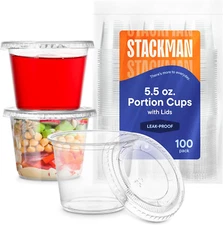[100 Sets - 5.5 Oz.] Plastic Clear Portion Cups, Snack / Yogurt /Parfait/ Puddin