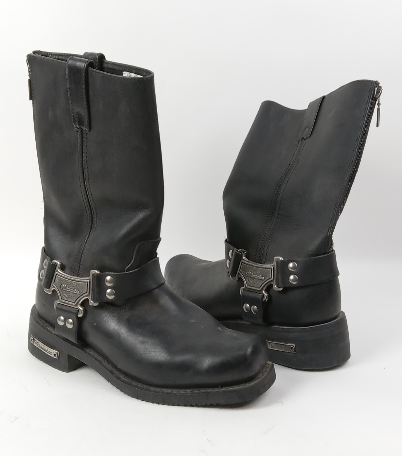 Milwaukee Men's Leather Motorcycle Boots Size 9.5D (J… Gem