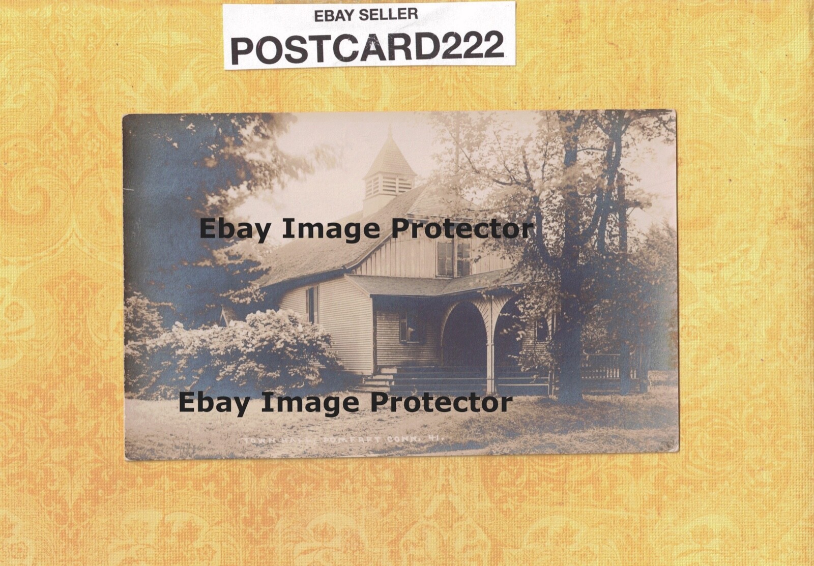 CT Pomfret 190829 antique RPPC real photo postcard TOWN HALL BUILDING