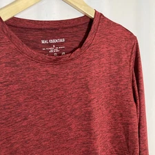 Real Essentials Long Sleeve Activewear T-Shirt Maroon Burgundy Men's Small