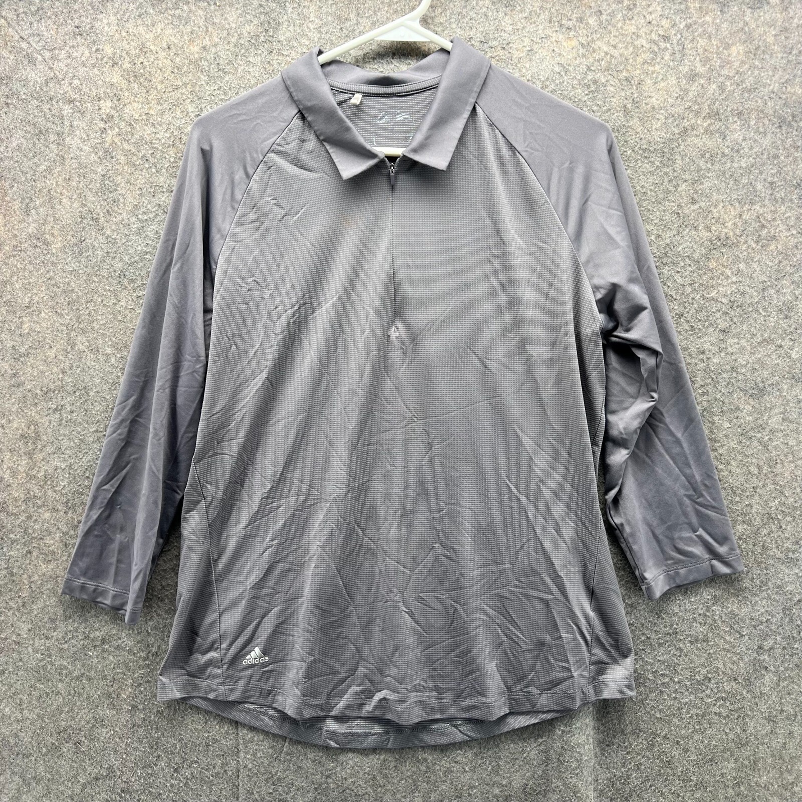 Adidas Womens Large Gray Long Sleeve Climalite Golf Polo Shirt-image