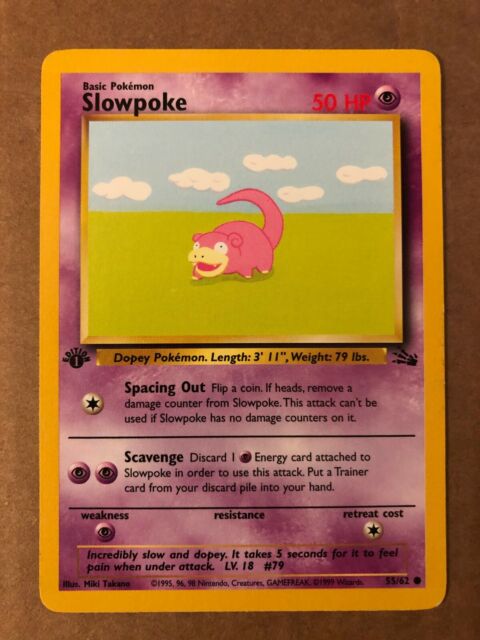 Pokemon Slowpoke 55/62 Fossil 1st Edition Common LP See Pictures