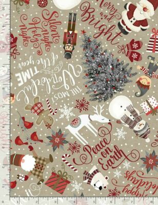 Christmas Fabric | Let It Snow Snowman Gnome Toss | Timeless Treasures YARD